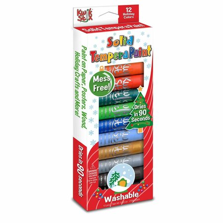 KWIK STIX Solid Tempera Paint Sticks Christmas Limited Edition, 12 Colors, 72PK TPG-69706